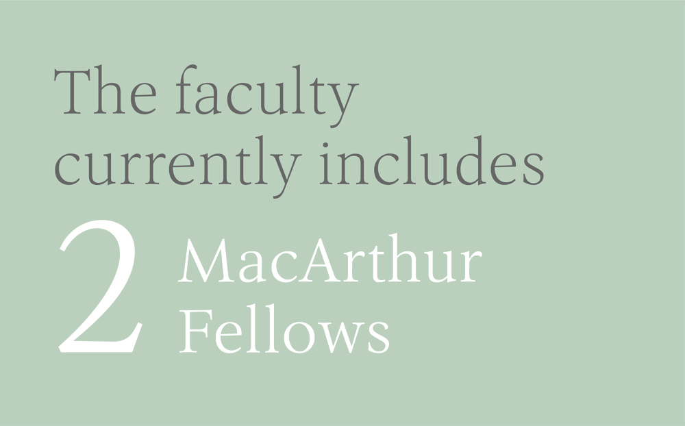 The faculty currently includes 2 MacArthur Fellows