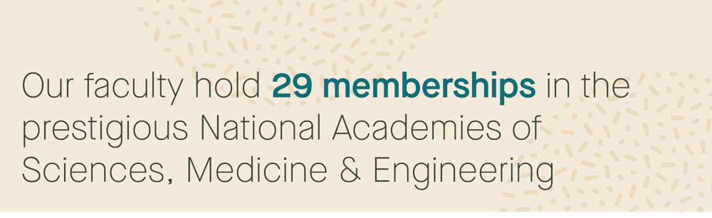 Our faculty hold 27 memberships in the prestigious National Academies of Sciences, Medicine & Engineering