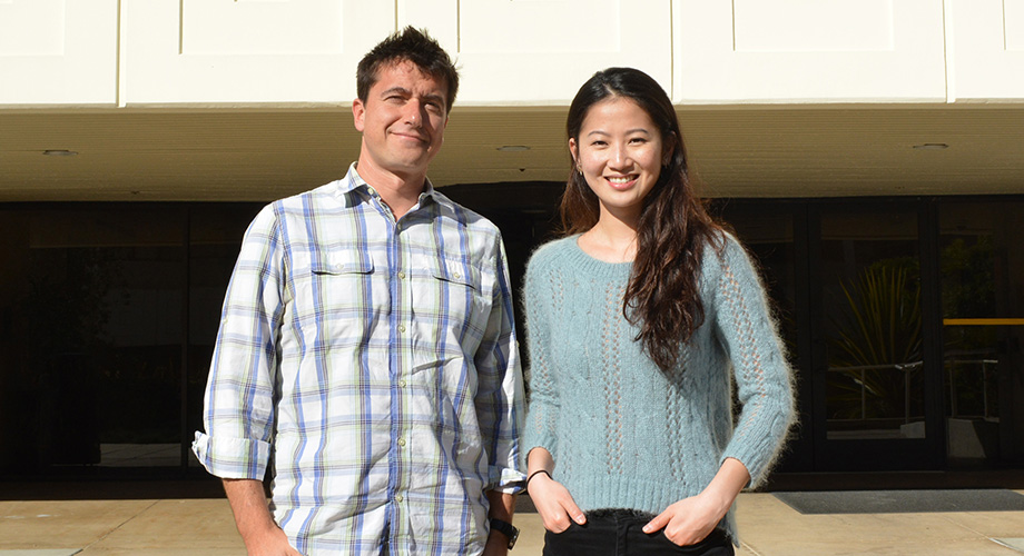 Associate Professor Eros Lazzerini Denchi (left) and Graduate Student Julia Su Zhou Li led the study at The Scripps Research Institute. (Photo by Madeline McCurry-Schmidt.)