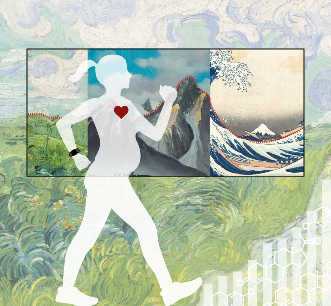 Illustration of pregnant person wearing a fitness tracker.
