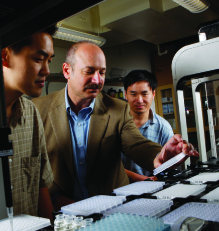 Bruce Beutler, MD with Kevin Khovananth, Scientific Associate and Yu Xia, PhD, Staff Scientist