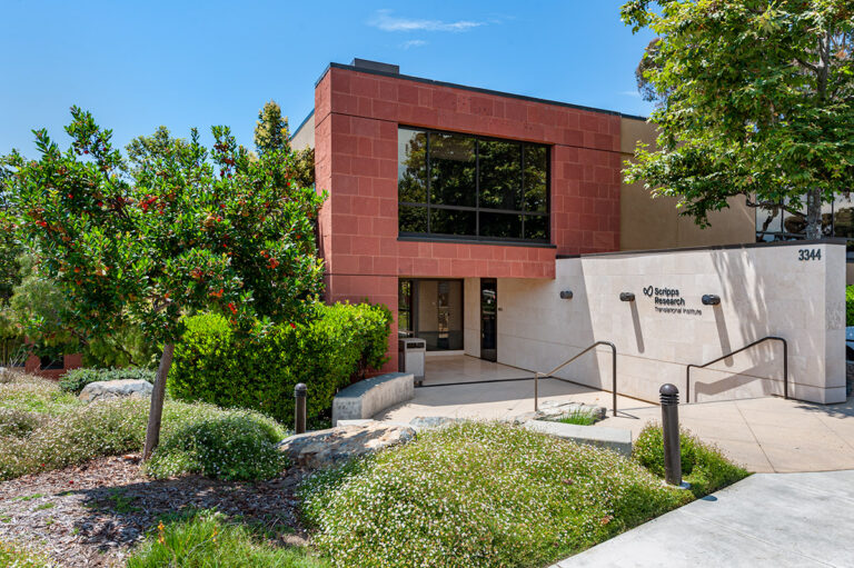 Front entrance of a building housing the Scripps Research Translational Institute.
