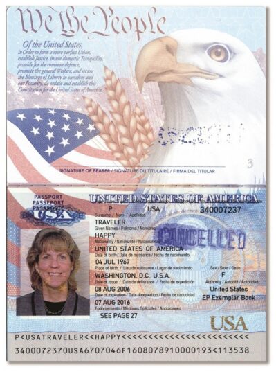 Sample passport ID page
