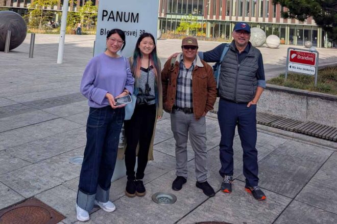 Members of the Law and Park labs during the recent International Symposium on Hepatitis C Virus, Flaviviruses and Related Viruses in Copenhagen. From left: Fang Chen, Yukiye Koide, Joseph Cruz, and Mansun Law.