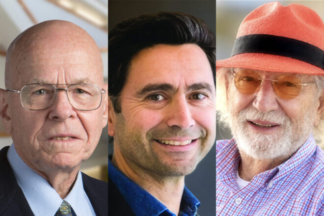 From left: K. Barry Sharpless, Ardem Patapoutian and Dr. Herbert Wertheim Credit: Scripps Research
